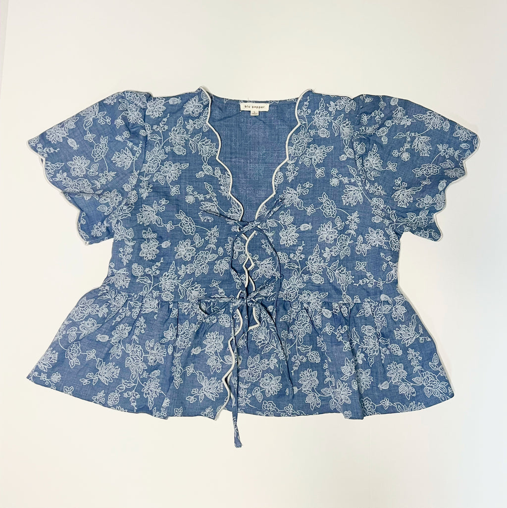 Heavenly Bloom Front Tie Top